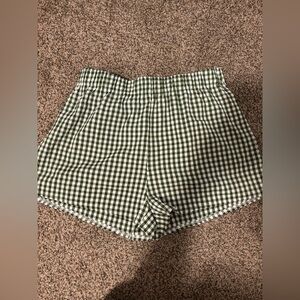 SHEIN High Waist Green Plaid Shorts